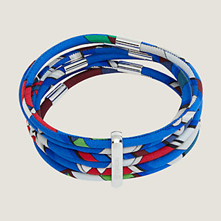 カラーはサプライズ♪【HERMES】Petit H シルクブレスレット Hermes Petit H Bracelet Bangle Multicolor 100% Silk w/ Box